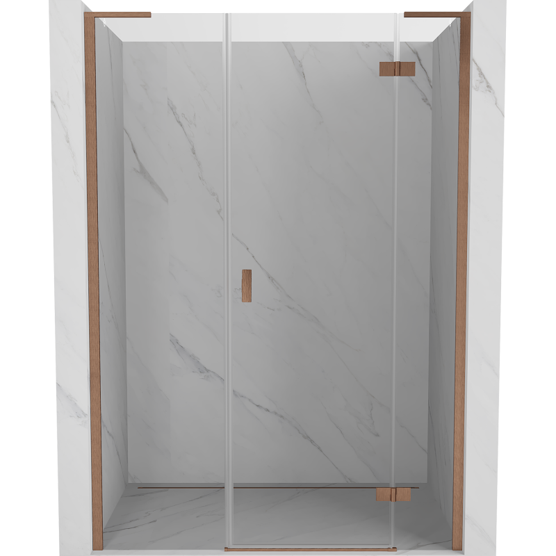 Mexen Mist-H L porte de douche pivotante droite 140 cm, transparent, cuivre brossé - 8A5L-140-001-65-00-P