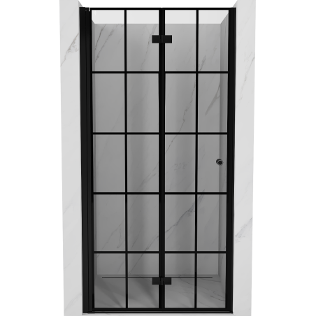 Mexen Mist-F porte de douche pliante gauche 85 cm, grille noire, noir - 8A6-085-000-70-77-L
