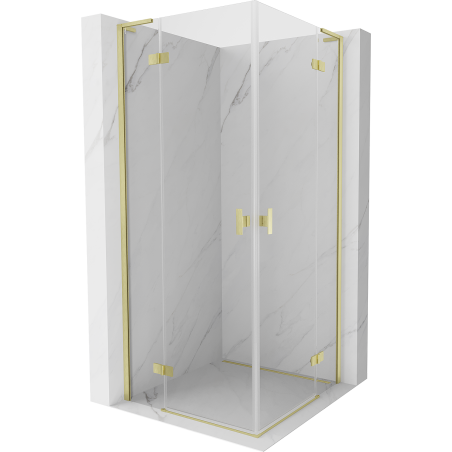 Mexen Mist-H L Duo cabine de douche pivotante 110 x 110 cm, transparent, or brossé - 8A5L-110L-110P-55-00