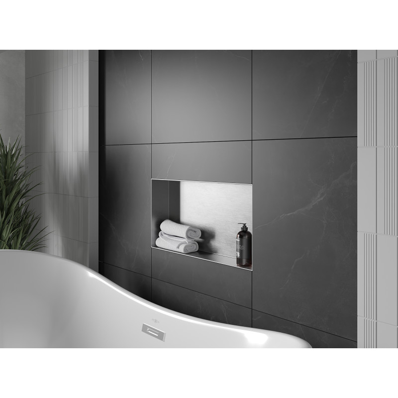 Mexen X-Wall-NR étagère encastrée sans bride 60 x 30 cm, inox - 1911603010