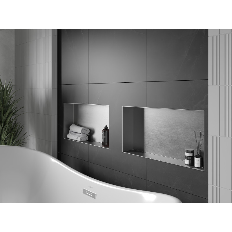 Mexen X-Wall-NR étagère encastrée sans bride 60 x 30 cm, inox - 1911603010