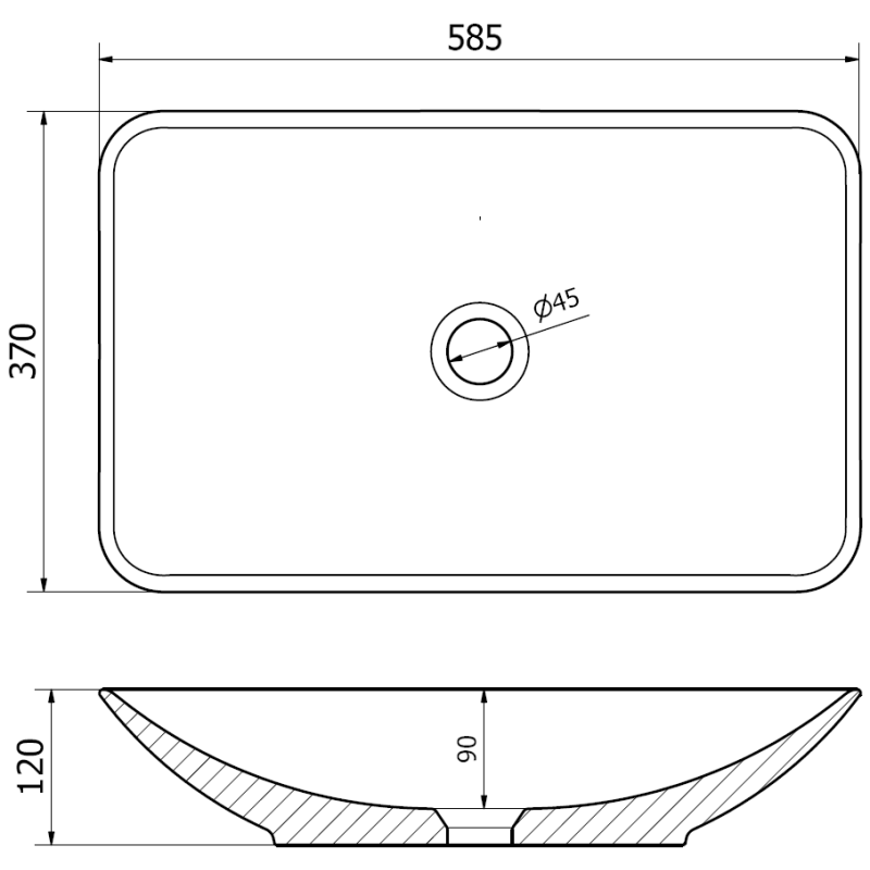 Mexen Avila lavabo à poser 58 x 37 cm, blanc - 21115500
