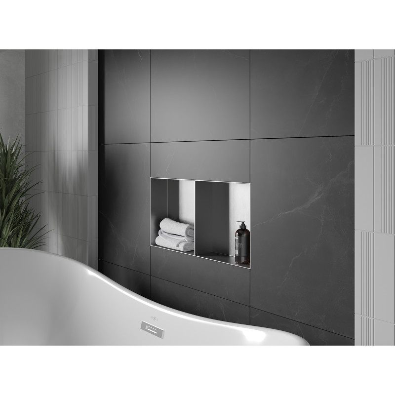 Mexen X-Wall-NR étagère encastrée sans collerette avec étagère 60 x 30 cm, inox - 1911603010S