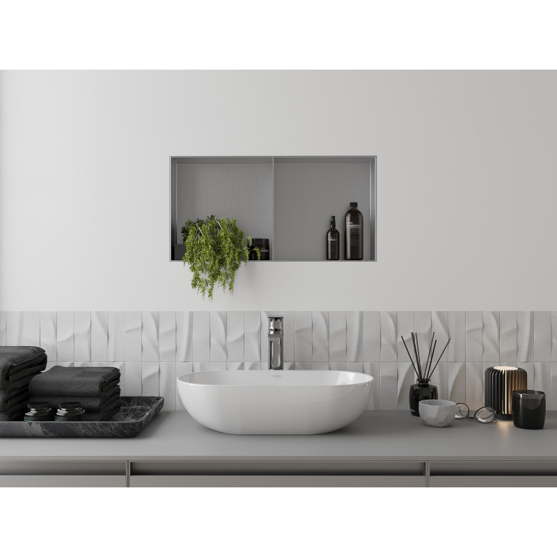 Mexen X-Wall-NR étagère encastrée sans collerette avec étagère 60 x 30 cm, inox - 1911603010S