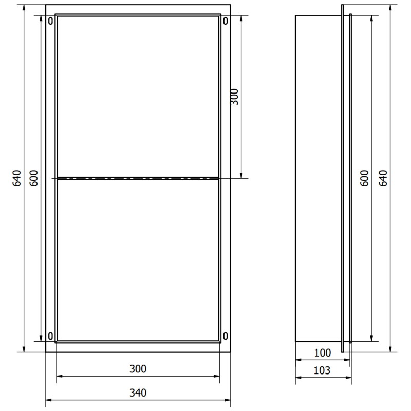 Mexen X-Wall-NR étagère encastrée sans rebord avec une étagère 60 x 30 cm, blanc - 1921603010S