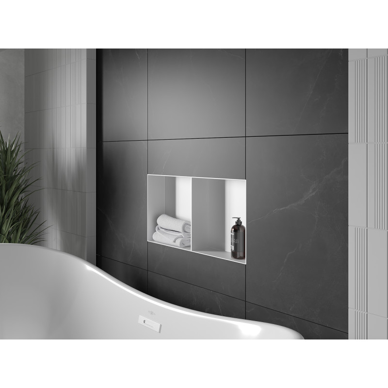 Mexen X-Wall-NR étagère encastrée sans rebord avec étagère 60 x 30 cm, blanc - 1921603010S