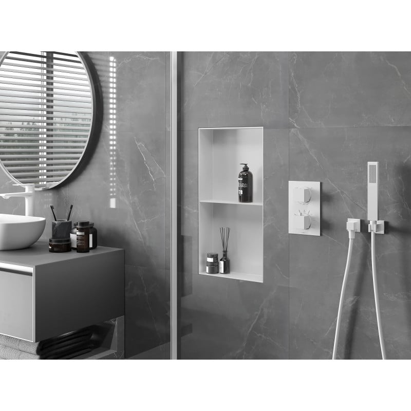 Mexen X-Wall-NR étagère encastrée sans rebord avec étagère 60 x 30 cm, blanc - 1921603010S