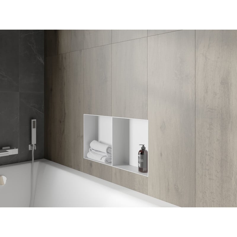 Mexen X-Wall-NR étagère encastrée sans rebord avec étagère 60 x 30 cm, blanc - 1921603010S