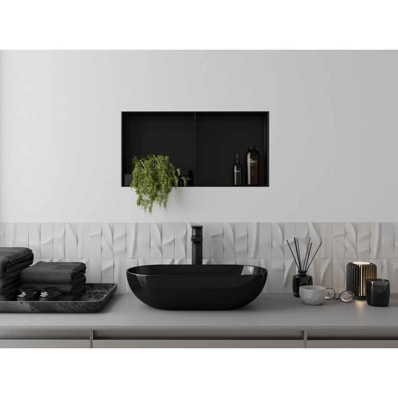 Mexen X-Wall-NR étagère encastrée sans rebord avec tablette 60 x 30 cm, noire - 1971603010S