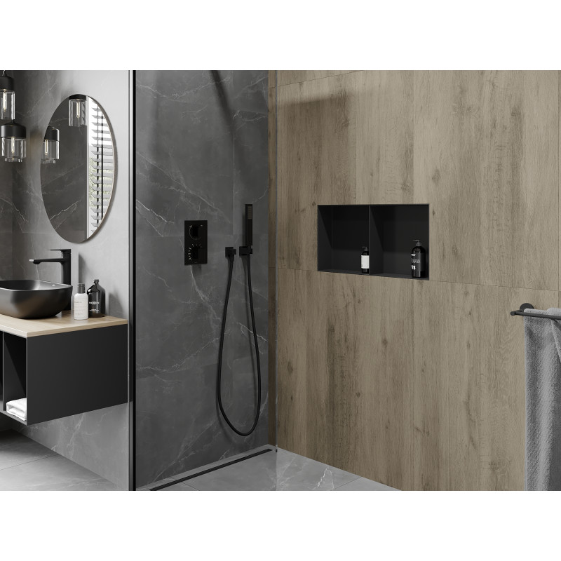 Mexen X-Wall-NR étagère encastrée sans bride avec étagère 60 x 30 cm, noir - 1971603010S