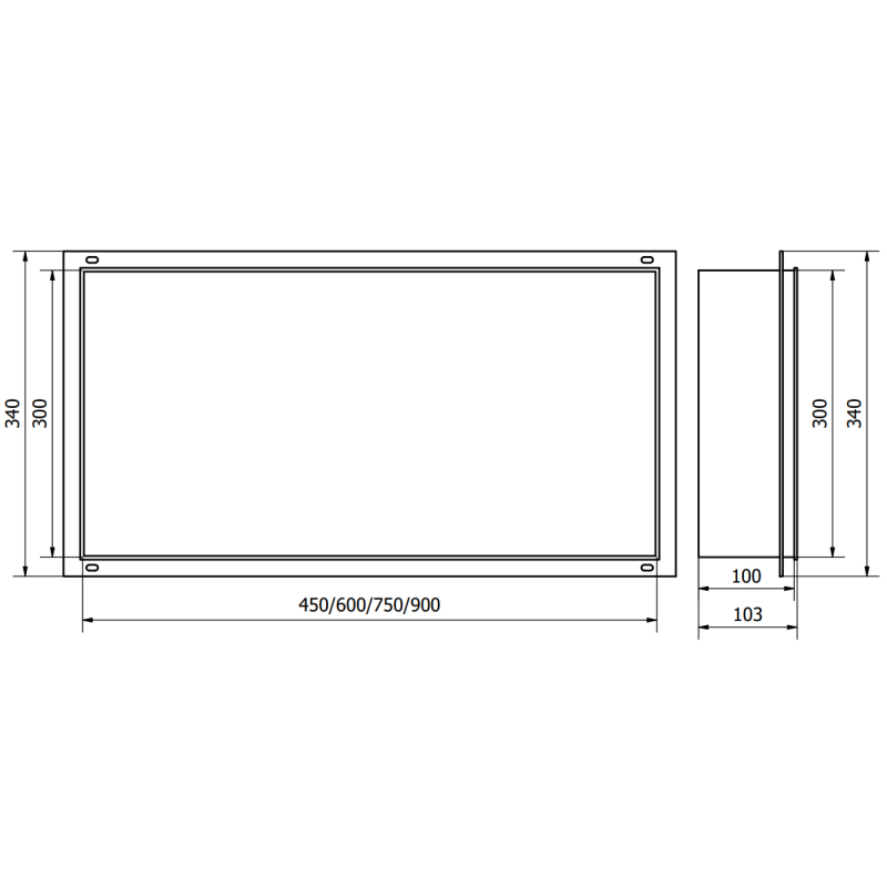 Mexen X-Wall-NR étagère encastrée sans rebord 75 x 30 cm, inox - 1911753010