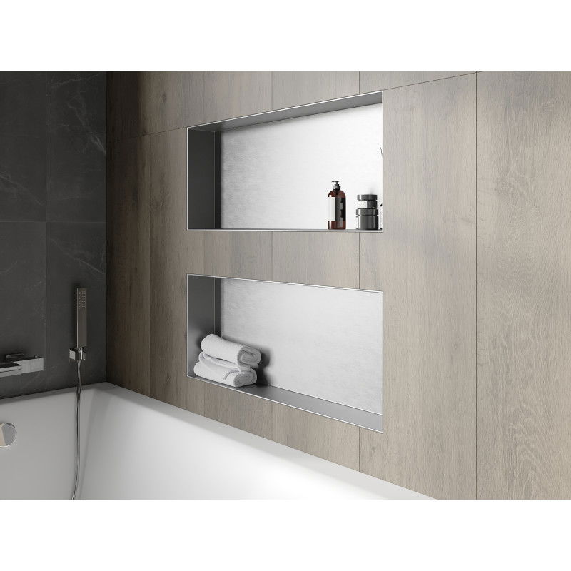 Mexen X-Wall-NR étagère encastrée sans rebord 75 x 30 cm, inox - 1911753010