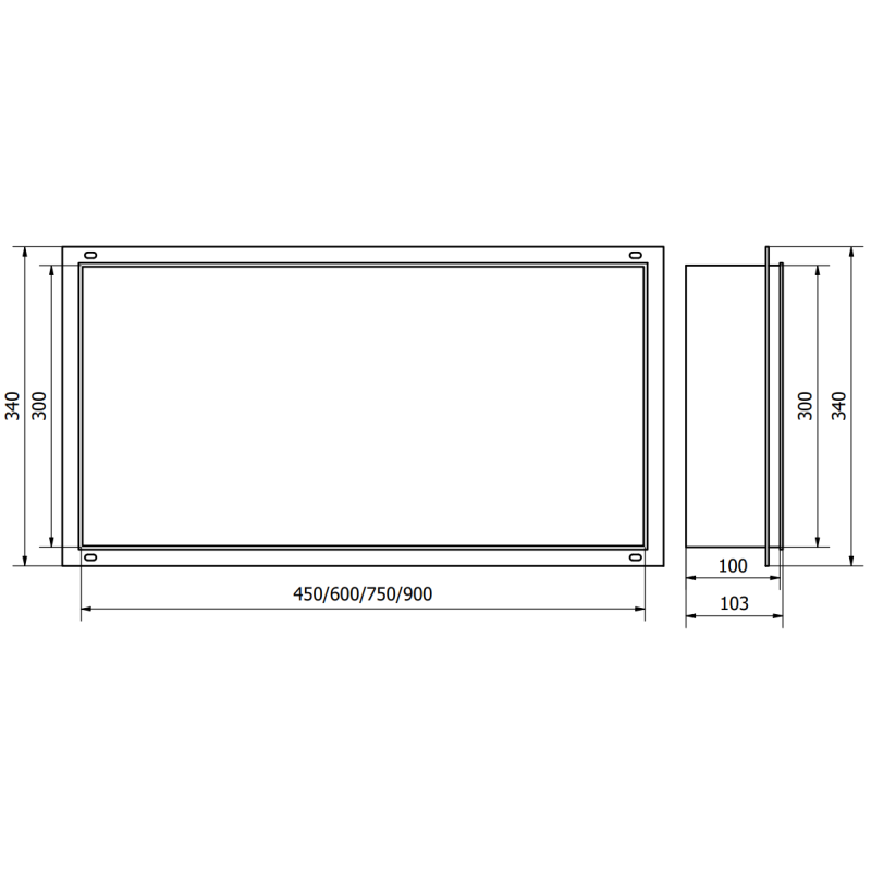 Mexen X-Wall-NR étagère encastrée sans rebord 75 x 30 cm, or brossé - 1951753010