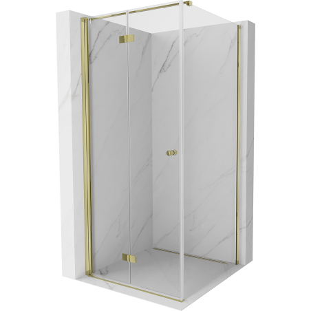 Mexen Mist-F T cabine de douche pliante gauche 70 x 70 cm, transparent, dorée - 8A6T-070-070-50-00-L