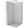 Mexen Mist-F cabine de douche pliable gauche 70 x 70 cm, transparent, dorée - 8A6T-070-070-50-00-L