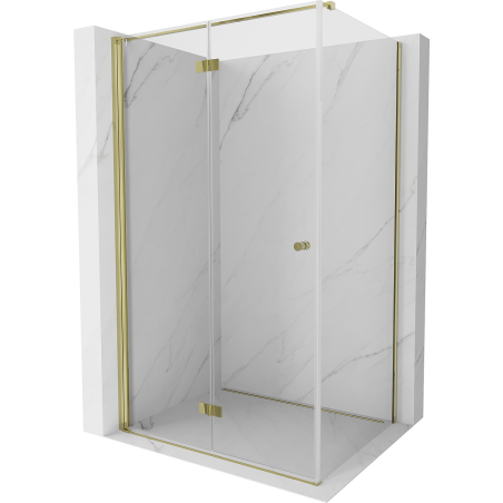 Mexen Mist-F cabine de douche pliante gauche 80 x 75 cm, transparent, dorée - 8A6T-080-075-50-00-L