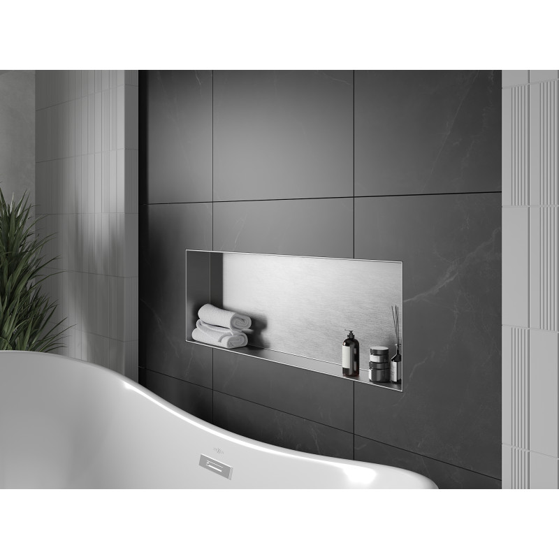Mexen X-Wall-NR étagère encastrée sans collerette 90 x 30 cm, inox - 1911903010