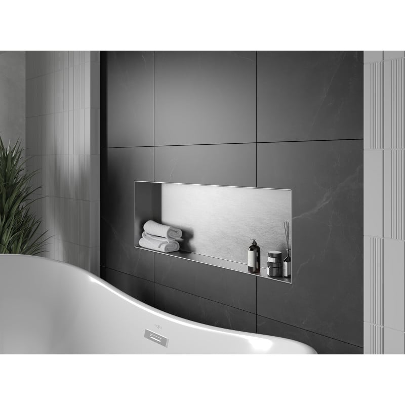 Mexen X-Wall-NR étagère encastrée sans rebord 90 x 30 cm, inox - 1911903010