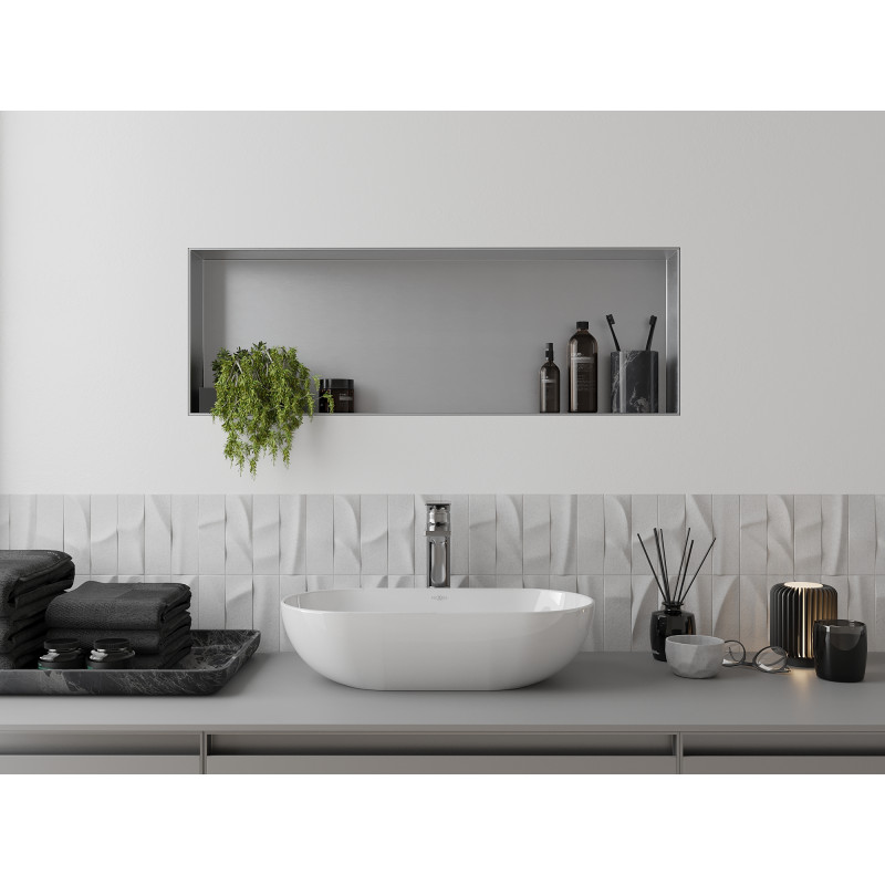 Mexen X-Wall-NR étagère encastrée sans collerette 90 x 30 cm, inox - 1911903010