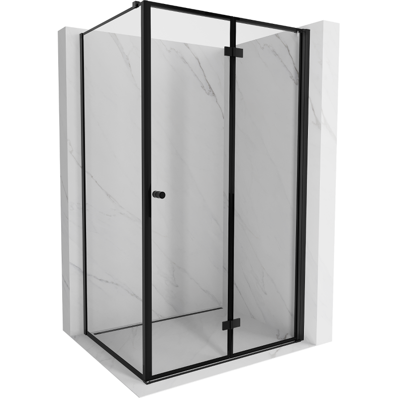 Mexen Mist-F cabine de douche pliante droite 110 x 75 cm, cadre noir, noir - 8A6T-110-075-70-70-P
