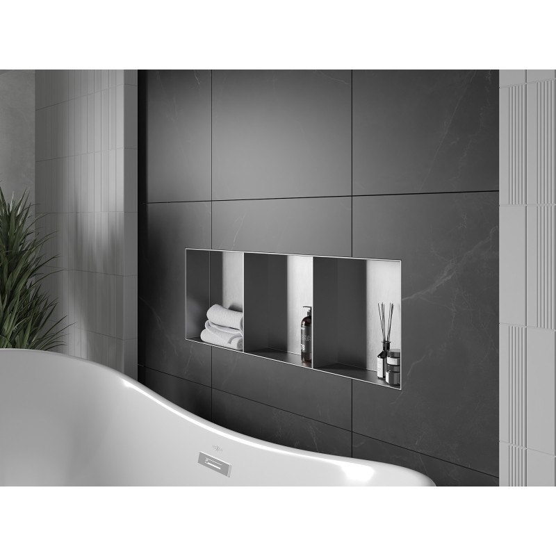 Mexen X-Wall-NR étagère encastrée sans collerette avec tablette 90 x 30 cm, inox - 1911903010S