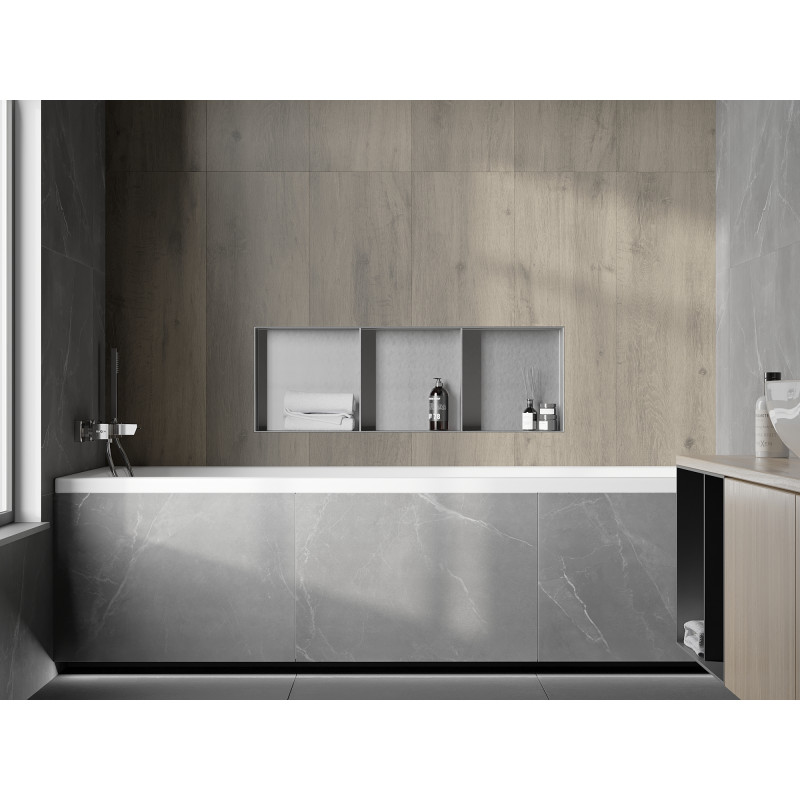 Mexen X-Wall-NR étagère encastrée sans bride avec plateau 90 x 30 cm, inox - 1911903010S