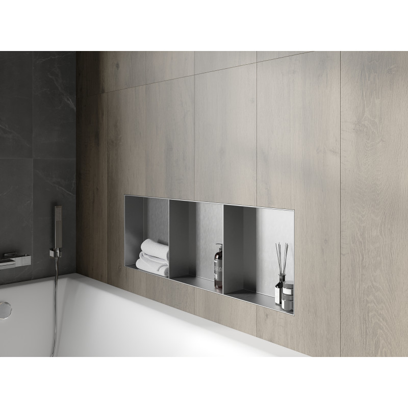 Mexen X-Wall-NR étagère encastrée sans bride avec plateau 90 x 30 cm, inox - 1911903010S