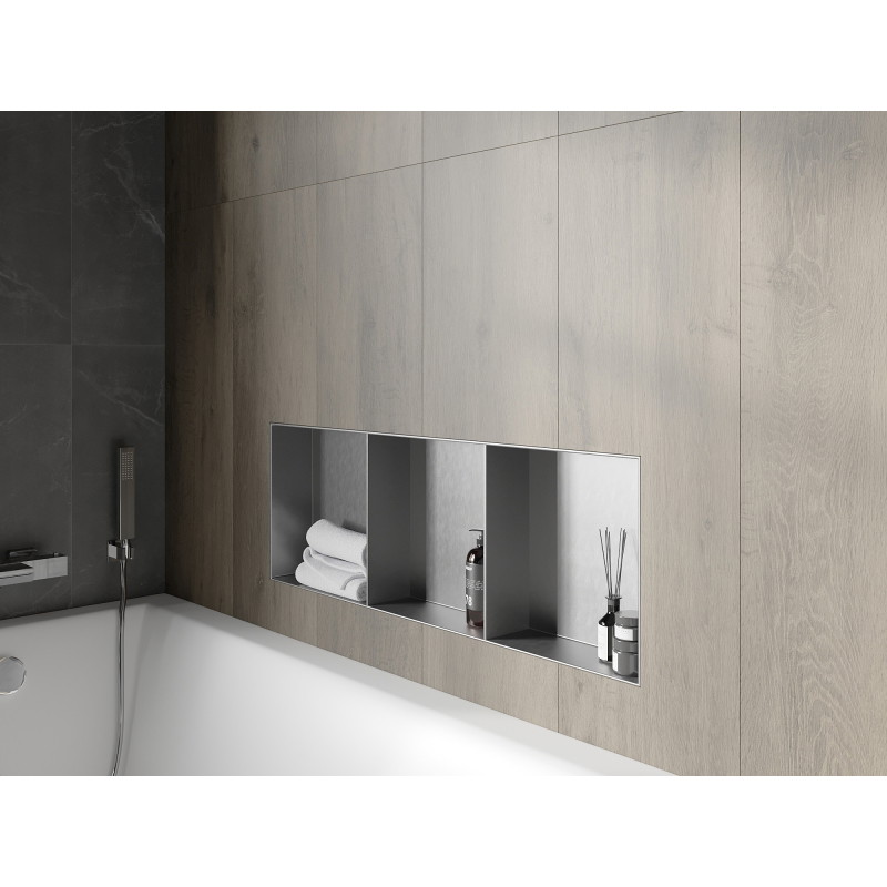 Mexen X-Wall-NR étagère encastrée sans collerette avec tablette 90 x 30 cm, inox - 1911903010S