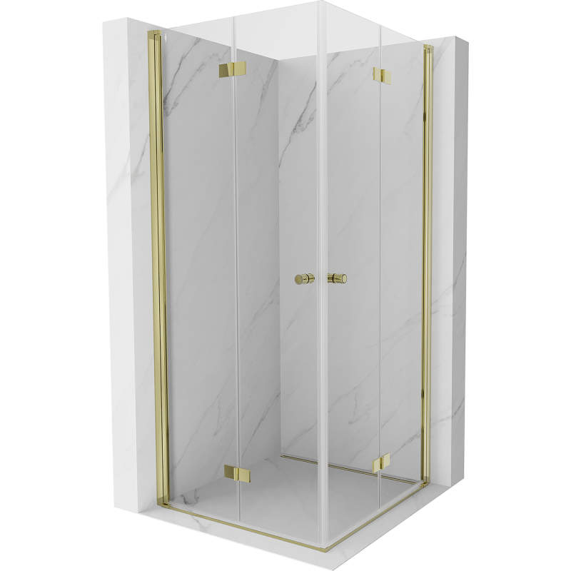Mexen Mist-F Duo cabine de douche pliante 70 x 70 cm, transparent, dorée - 8A6-070L-070P-50-00