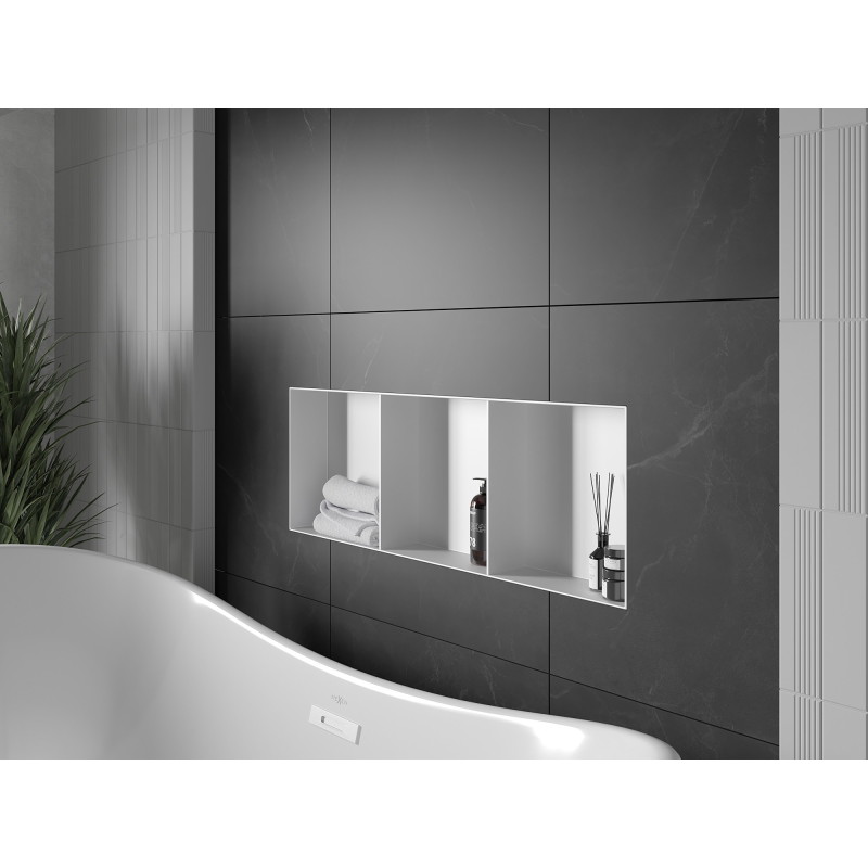 Mexen X-Wall-NR étagère encastrée sans rebord avec étagère 90 x 30 cm, blanche - 1921903010S