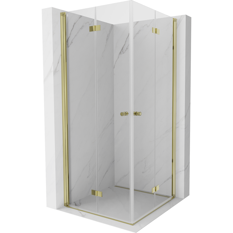 Mexen Mist-F Duo cabine de douche pliante 75 x 75 cm, transparent, or - 8A6-075L-075P-50-00