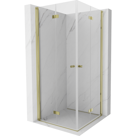 Mexen Mist-F Duo cabine de douche pliante 75 x 75 cm, transparent, or - 8A6-075L-075P-50-00