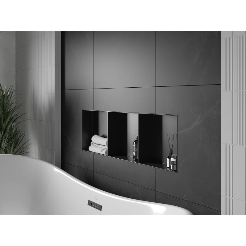 Mexen X-Wall-NR étagère encastrée sans rebord avec tablette 90 x 30 cm, noire - 1971903010S