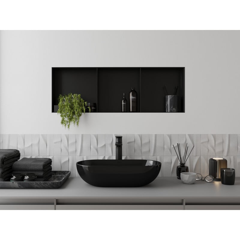 Mexen X-Wall-NR étagère encastrée sans rebord avec tablette 90 x 30 cm, noire - 1971903010S
