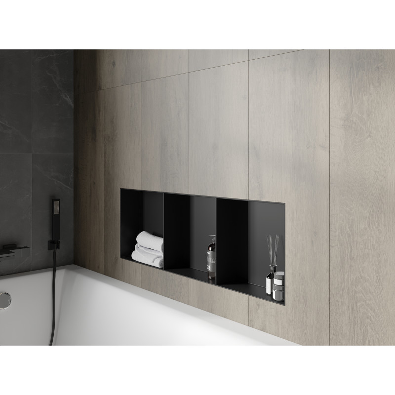 Mexen X-Wall-NR étagère à encastrer sans rebord avec tablette 90 x 30 cm, noire - 1971903010S