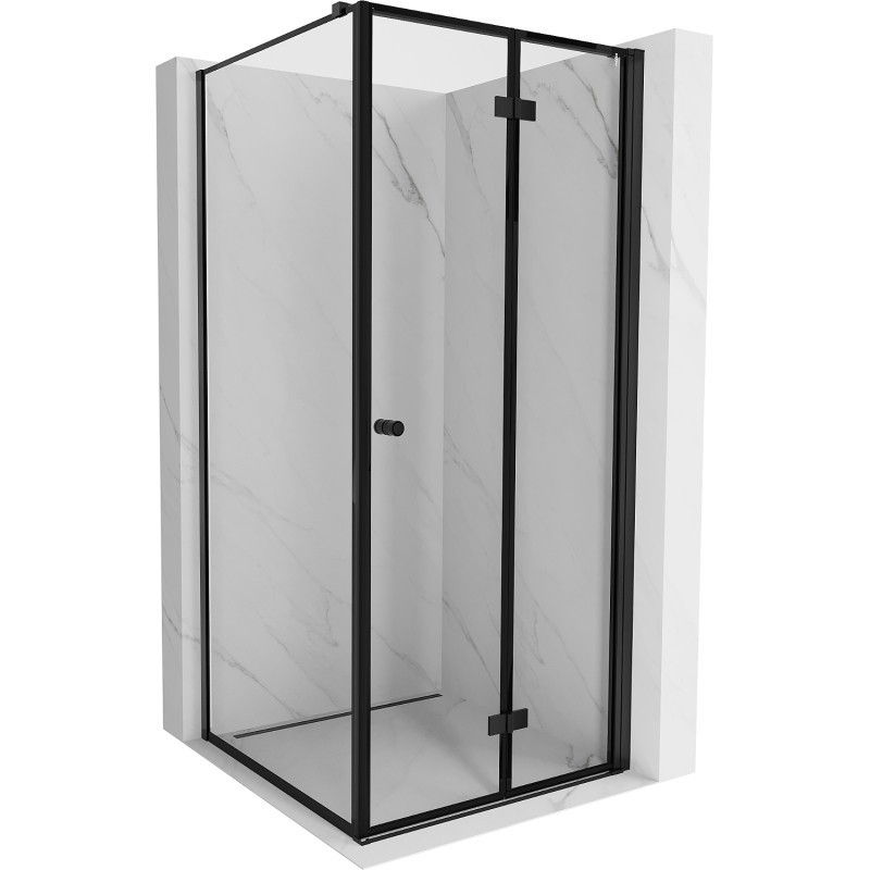 Mexen Mist-F cabine de douche pliante droite 100 x 100 cm, cadre noir, noir - 8A6T-100-100-70-70-P