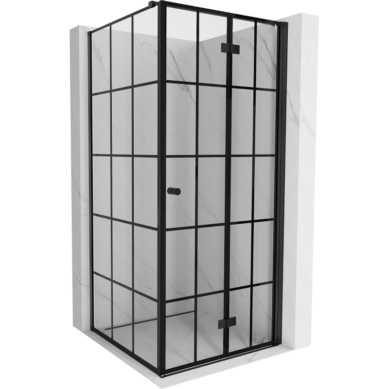 Mexen Mist-F T cabine de douche pliante droite 70 x 70 cm, grille noire, noir - 8A6T-070-070-70-77-P