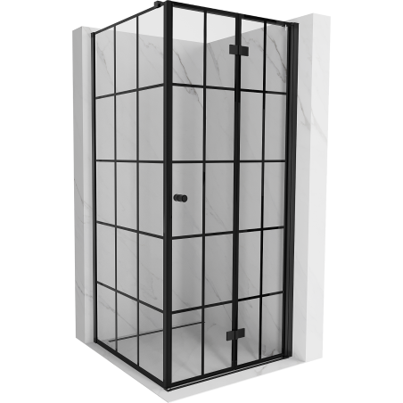 Mexen Mist-F cabine de douche pliable droite 75 x 75 cm, grille noire, noire - 8A6T-075-075-70-77-P