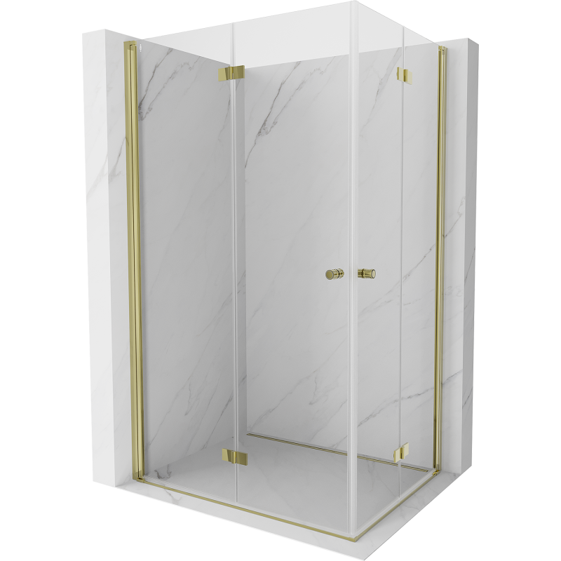Mexen Mist-F Duo cabine de douche pliante gauche 95 x 90 cm, transparent, doré - 8A6-095L-090P-50-00