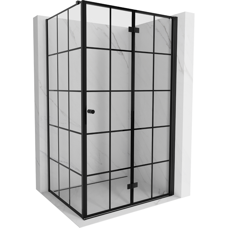 Mexen Mist-F cabine de douche pliante droite 75 x 80 cm, grille noire, noir - 8A6T-075-080-70-77-P