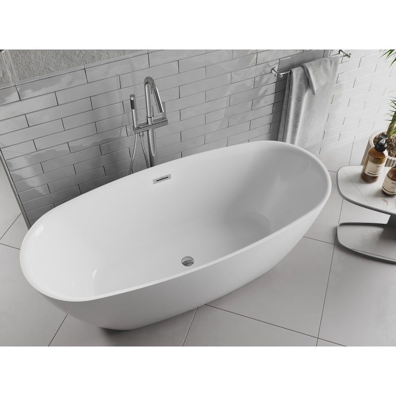 Mexen Luvo Slim baignoire autoportante 170 x 75 cm, blanche, trop-plein chromé - 52801707500-01