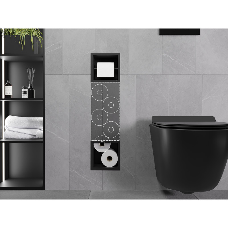 Mexen X-Wall-BP support papier toilette avec magasin, noir - 1974