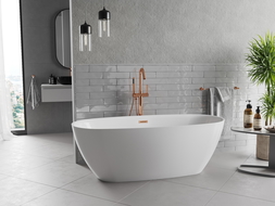 Mexen Luvo Slim baignoire autoportante 170 x 75 cm, blanche, trop-plein or rose - 52801707500-60