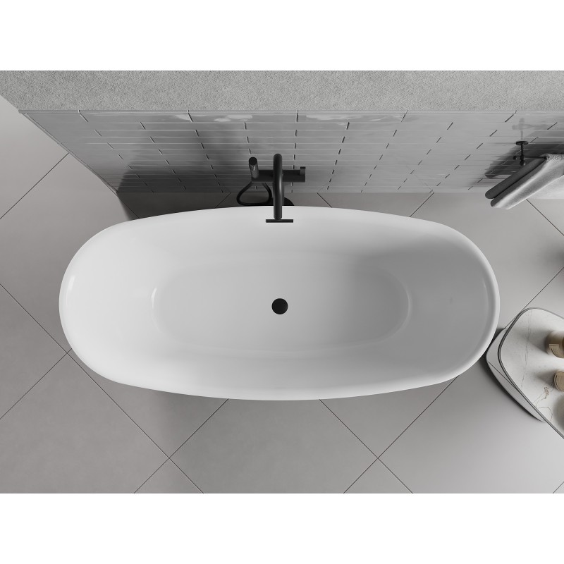 Mexen Luvo Slim baignoire autoportante 170 x 75 cm, blanche, trop-plein noir - 52801707500-70