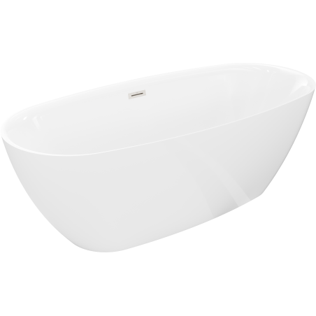 Mexen Luvo Slim baignoire autoportante 170 x 75 cm, blanche, trop-plein nickel brossé - 52801707500-97