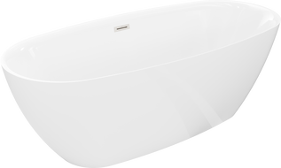 Mexen Luvo Slim baignoire autoportante 170 x 75 cm, blanche, trop-plein nickel brossé - 52801707500-97