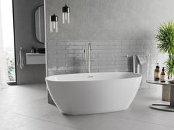Mexen Luvo Slim baignoire autoportante 170 x 75 cm, blanche, trop-plein nickel brossé - 52801707500-97