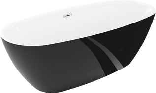 Mexen Luvo Slim baignoire autoportante 170 x 75 cm, blanche/noire, trop-plein chrome - 52801707575-01