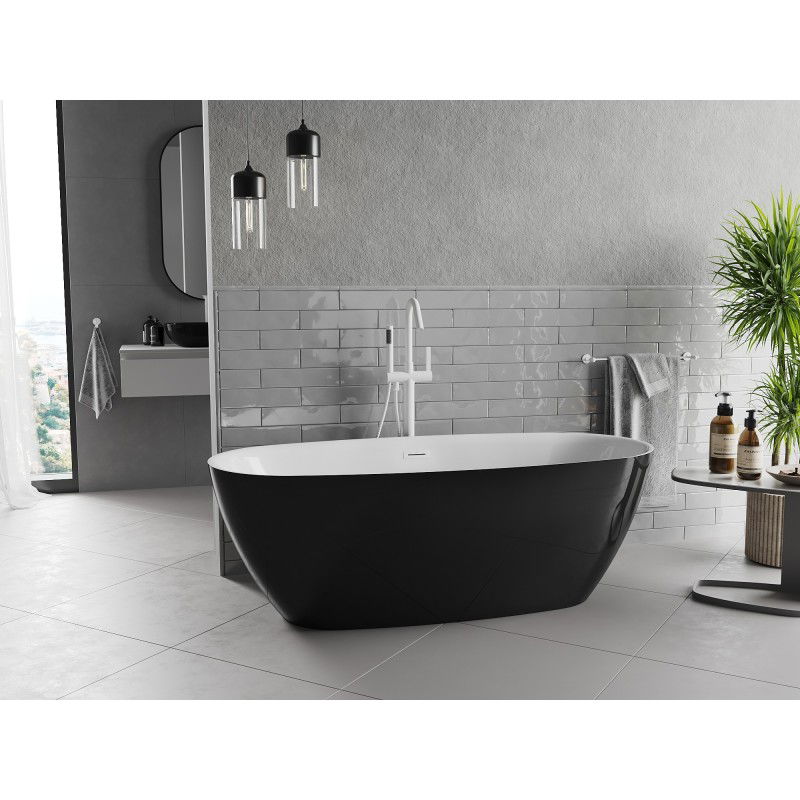 Mexen Luvo Slim baignoire autoportante 170 x 75 cm, blanc/noir, trop-plein blanc - 52801707575-20