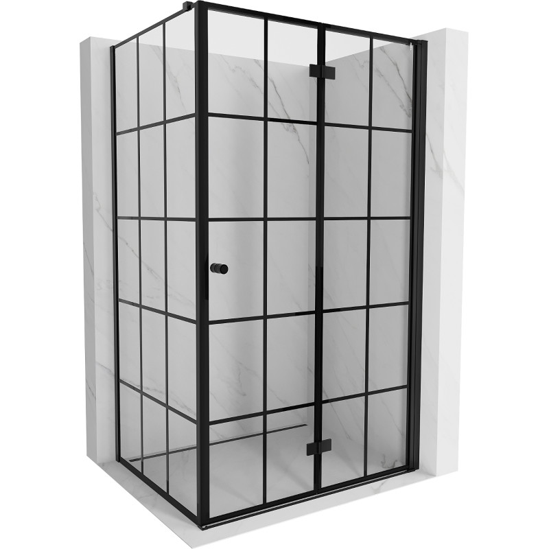 Mexen Mist-F cabine de douche pliante droite 100 x 95 cm, grille noire, noir - 8A6T-100-095-70-77-P